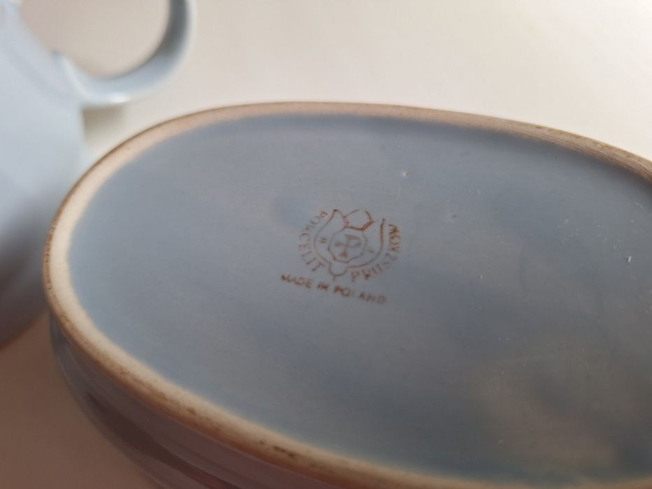 Serwis kawa herbata prl niebieski na 6 osob unikat porcelana
