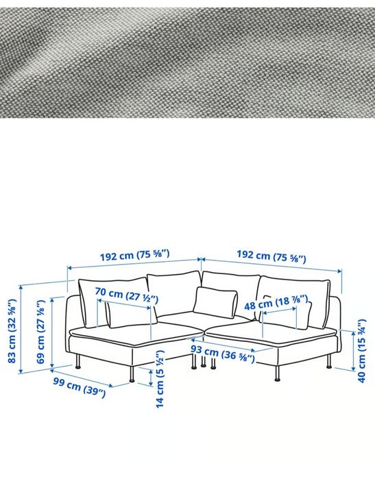 SÖDERHAMN IKEA Sofa narożna 3-osobowa