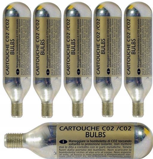 Naboje CO2 16g 5szt gwint zestaw pompki rowerowej naboje gwintowane