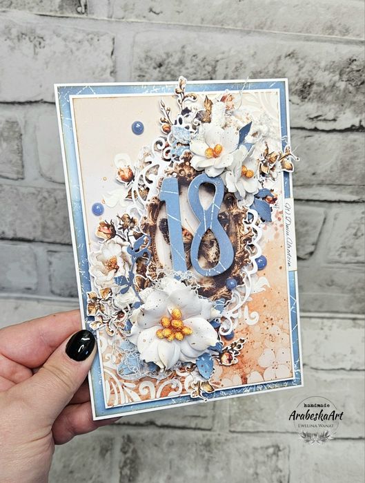 Kartka na 18tkę. Kartka na osiemnaste urodziny. Handmade