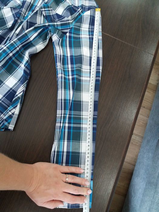 Koszula w kratę taliowana L 40 zapinana