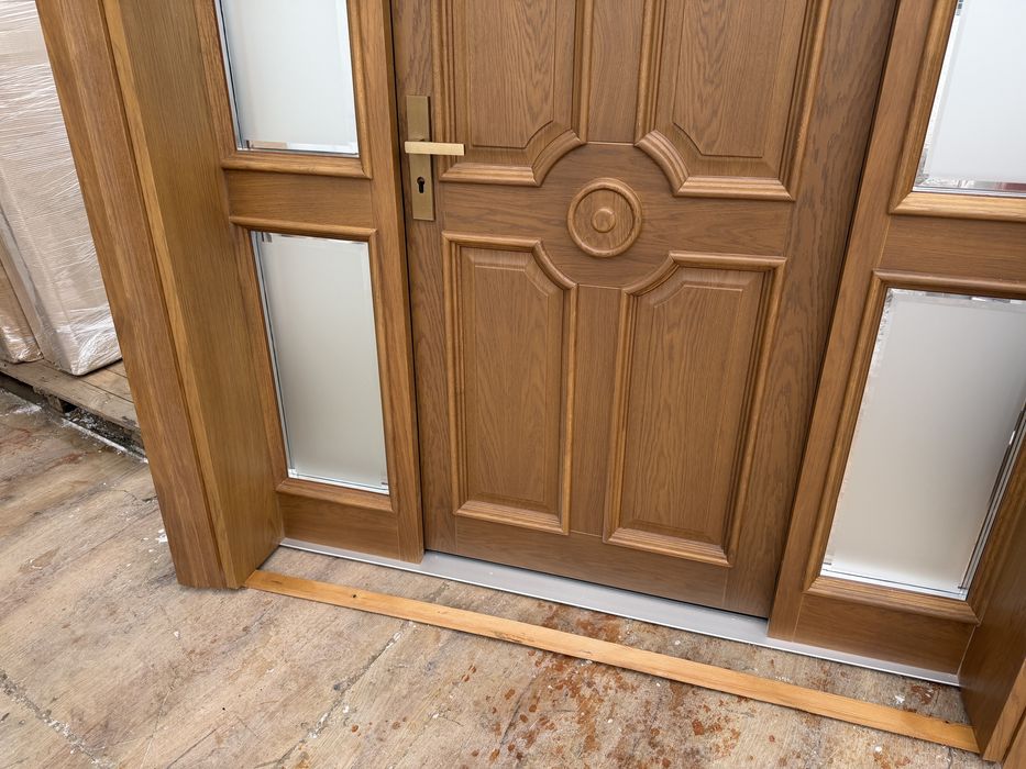 Drzwi zewnętrzne drewniane Dębowe z doświetlami Na Wymiar Cała Polska