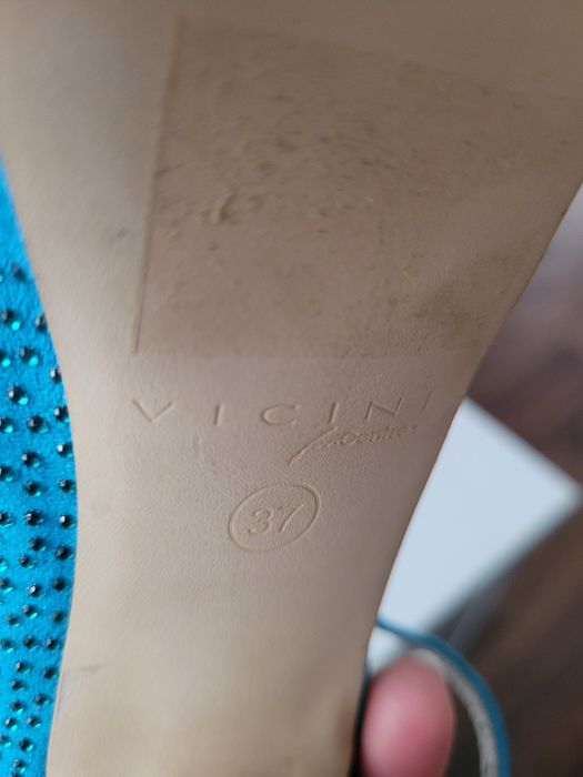 Szpilki niebieskie 37 Vicini na platformie, pole dance platforma cekin