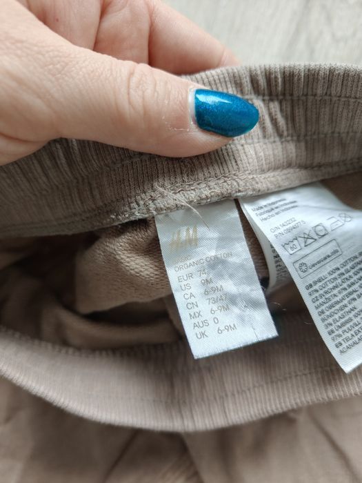 Ciemnobeżowe spodnie niemowlęce bawełniane H&M 74