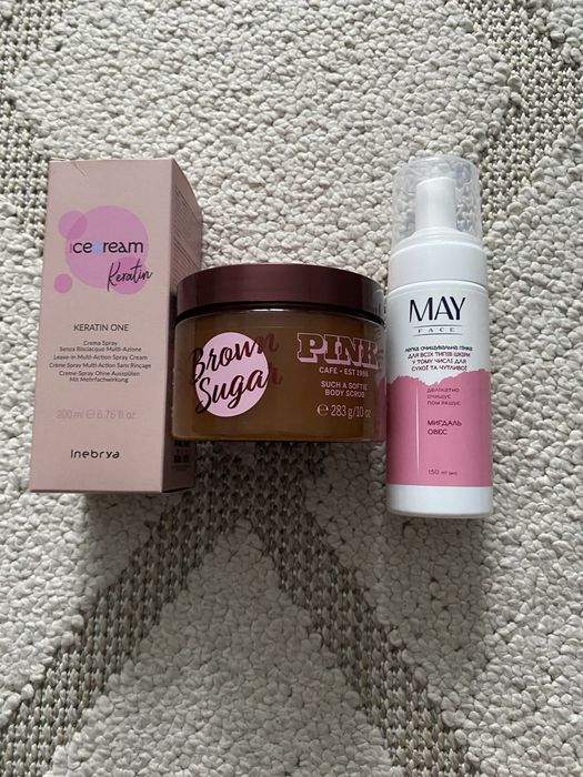Скраб Pink Brown Sugar, Icecream спрей для волосся,пінка для обличча