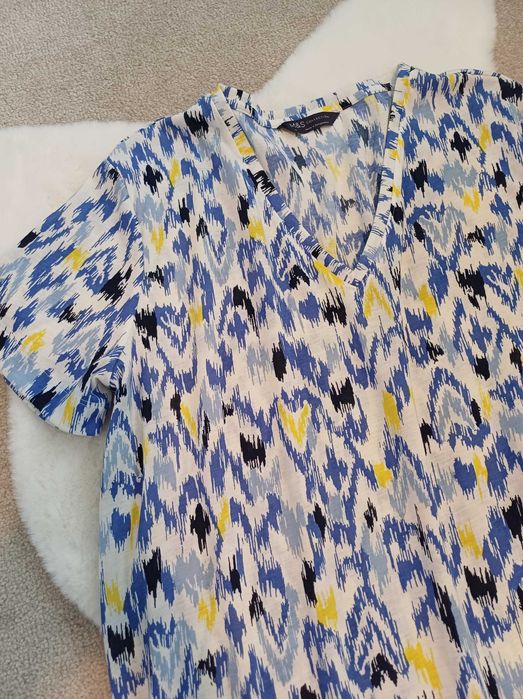 Biały niebieski tshirt damski bluzka Marks and Spencer rozmiar XL
