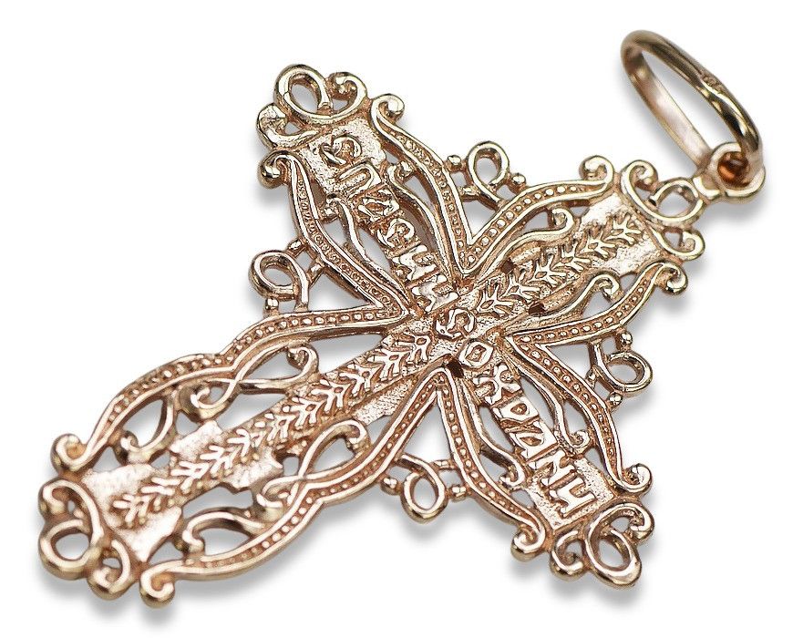 Krzyżyk Prawosławny z czerwonego różowego złota 14k 585 Gdańsk oc012rw