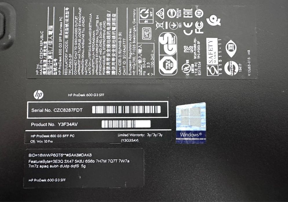 Компʼютер HP Prodesk 600 G3 SFF i3-6100 8GB DDR4 128GB SSD