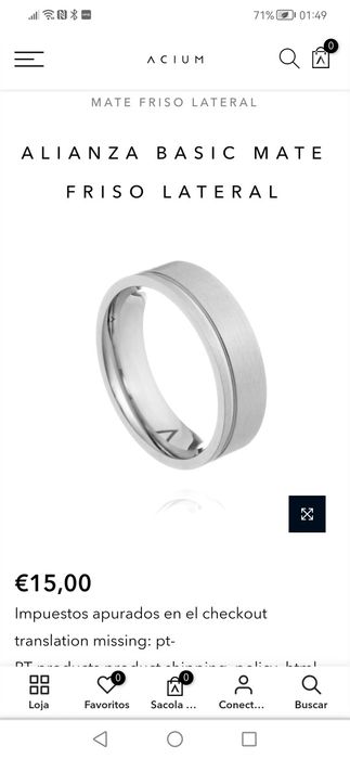 Anel/aliança da Acium tamanho 22