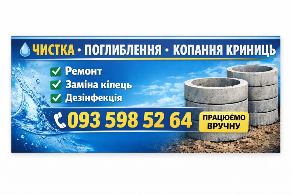 Чистка / копаня / поглибленя криниць