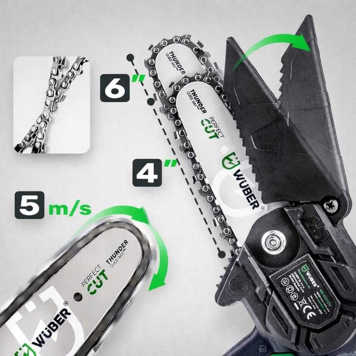 Mini Piła ЗŁańcuchowa 2x Aku + Wysięgnik 2,5m Do Gałęzi Pilarka