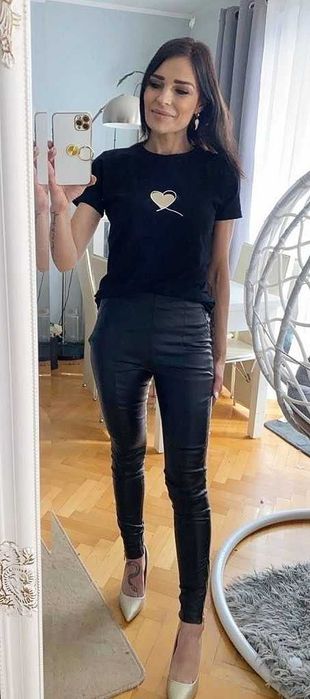 T- shirt serce czarny S/M oraz M/L