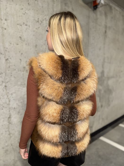 Futro ombre lis rudy pospolity srebrny m 38 nowe brąz krótkie 2 w 1