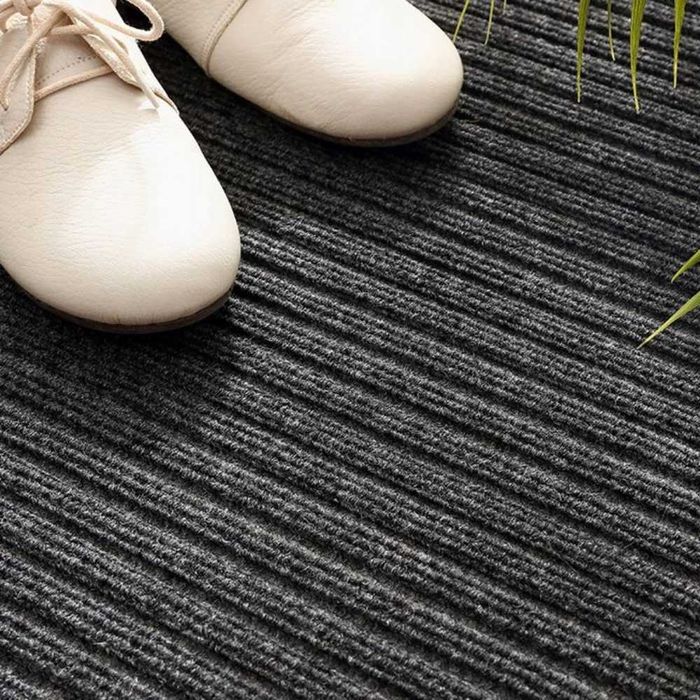 Wycieraczka Mata Do Butów Pod Drzwi Prążkowana Szara 120 X 180cm