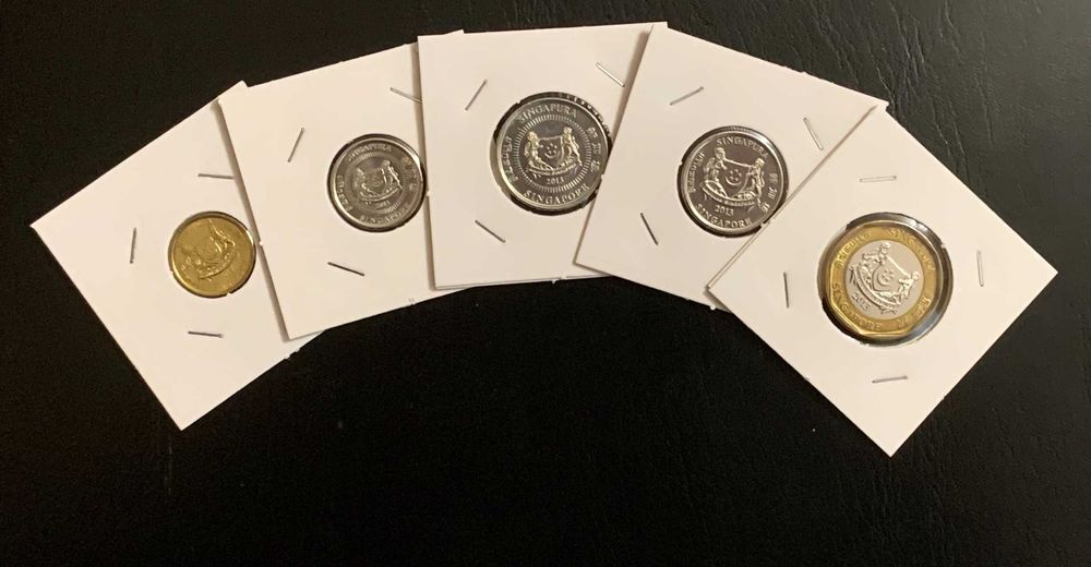 Set 5 Moedas Singapura - NOVAS