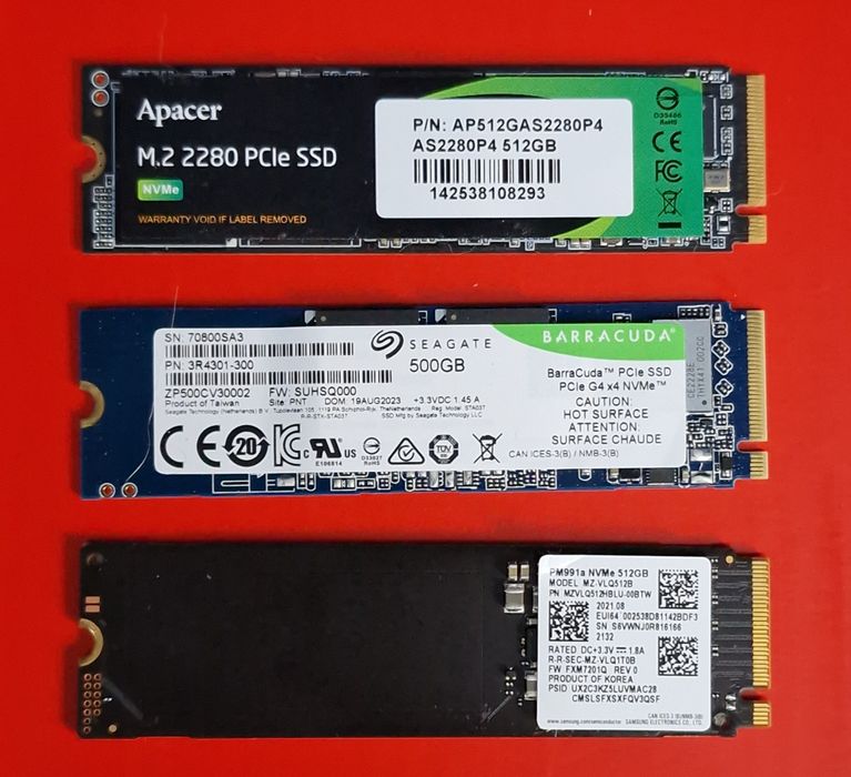 Seagate, Apacer, Samsung SSD M.2 NVMe 500GB / 512GB Чудовий стан