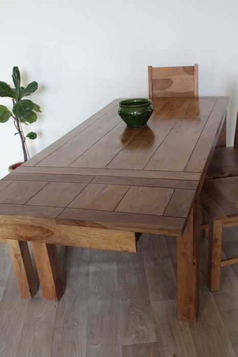 Zestaw stół krzesła ławka kolonialny drewniany rustykalny