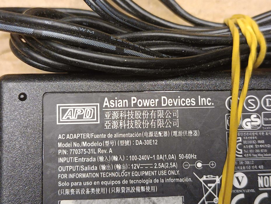 Блок живлення питания 12V 2.5A APD DA-30E12 (5.5×2.1mm)