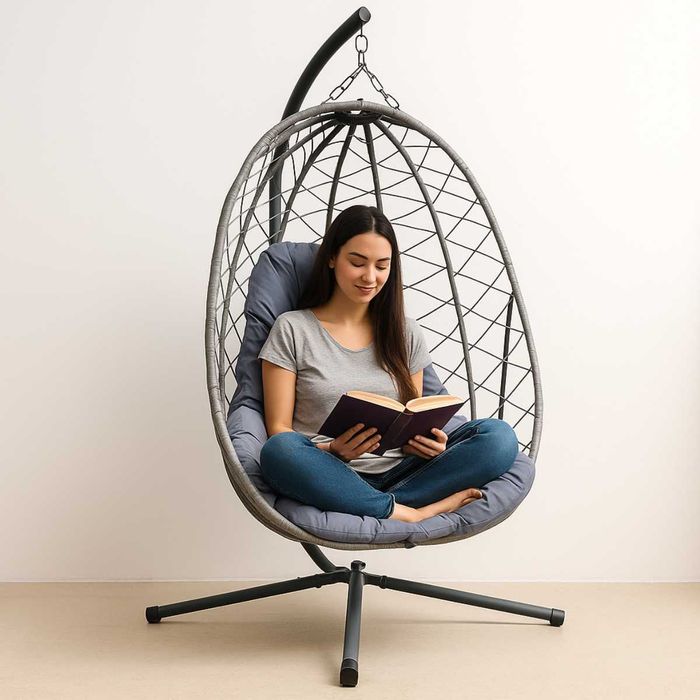 FOTEL wiszący składany szary POKROWIEC GRATIS