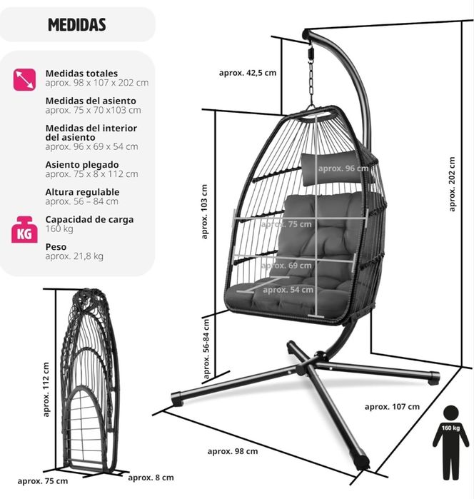 Cadeira de baloiço de jardim nova