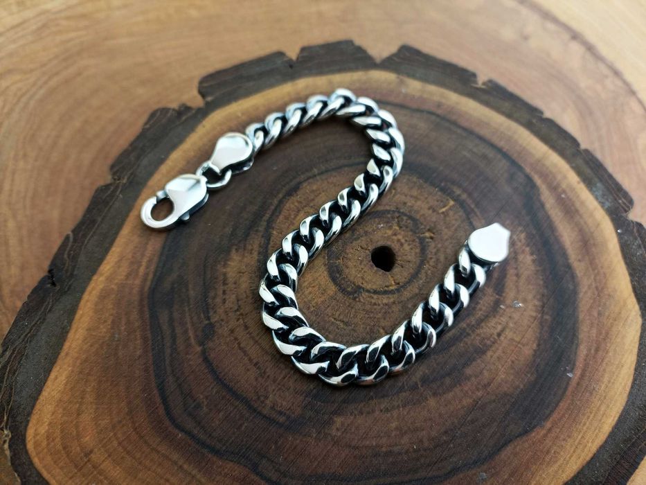 Серебряный браслет Панцирь, плетение Панцирное. Срібний товстий