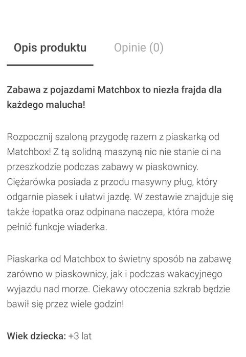 Piaskarka auto matchbox super!