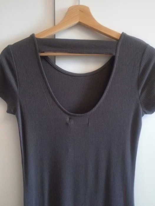 Even&Odd sukienka midi dzianinowa prążkowana szara M 38 tos bodycon