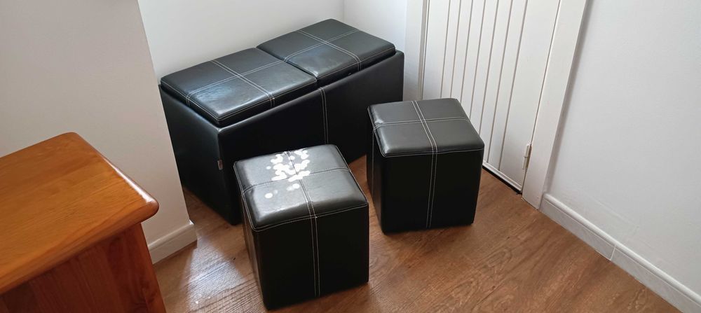 Banco Baú Multiuso em Couro Sintético - Como Novo