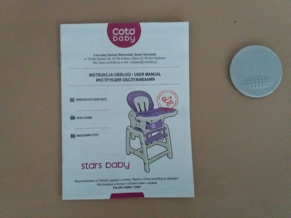 Krzesełko + stolik karmienia COTO BABY STARS 2w1