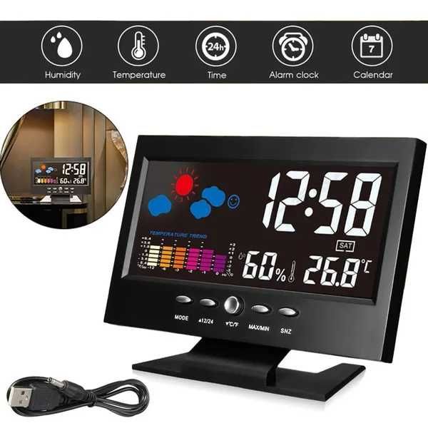 Tela colorida estação meteorológica despert./hora/data/alarme/umidade