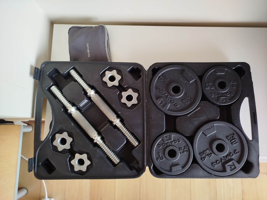 2 Halteres Musculação Rosca - Kit 22kg