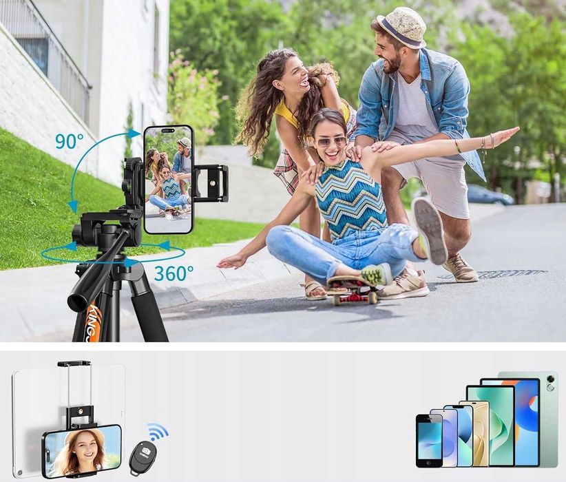 KINGJOY Statyw Do Aparatu Canon Nikon Stojak Aluminium BT Smartfon