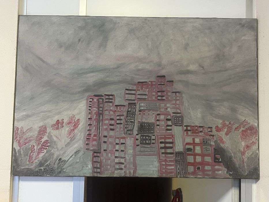 Conjunto de 3 quadros em tela