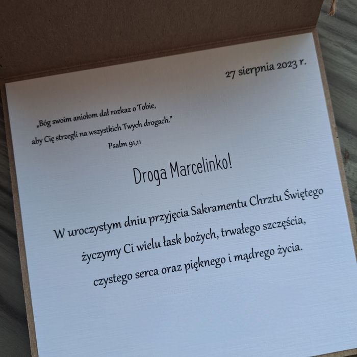 Kartka na Chrzest dla chłopca, personalizowana