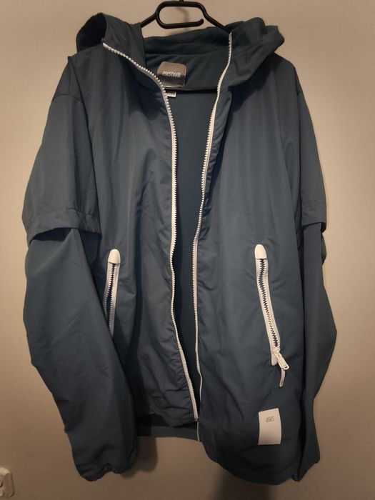 Kurtka Męska Z Kapturem Przeciwdeszczowa Przeciwwiatrowa Odpinane Ręka