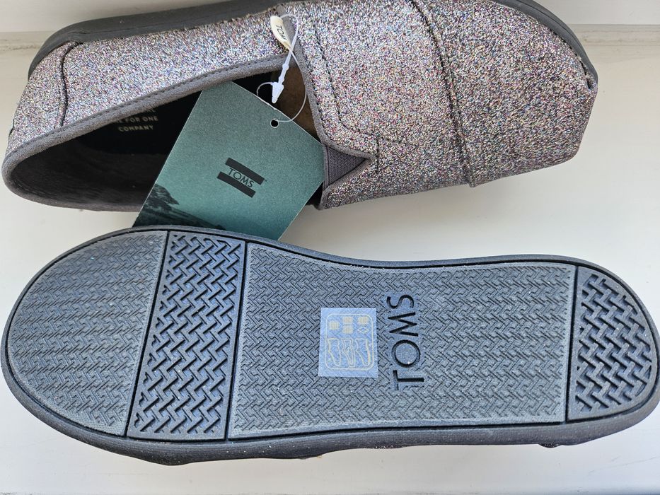 Espadryle, trampki Toms grey irdescent glitter, rozm 36