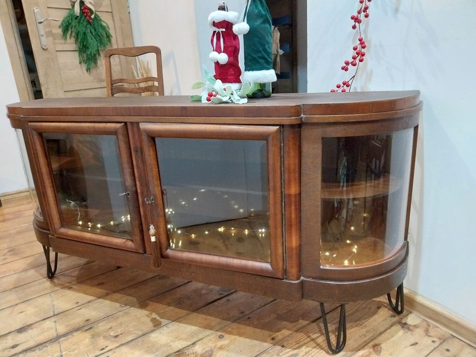 Retro komoda przedwojenna drewniana vintage witryna barek loft vintage