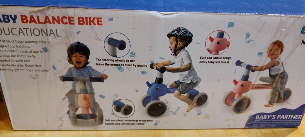 Rowerek biegowy na roczek jednorożec chodzik jeździk dla dzieci 4 kółk