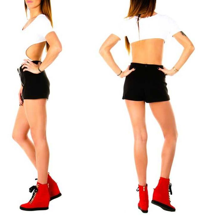 Białe body basic wycięte plecy