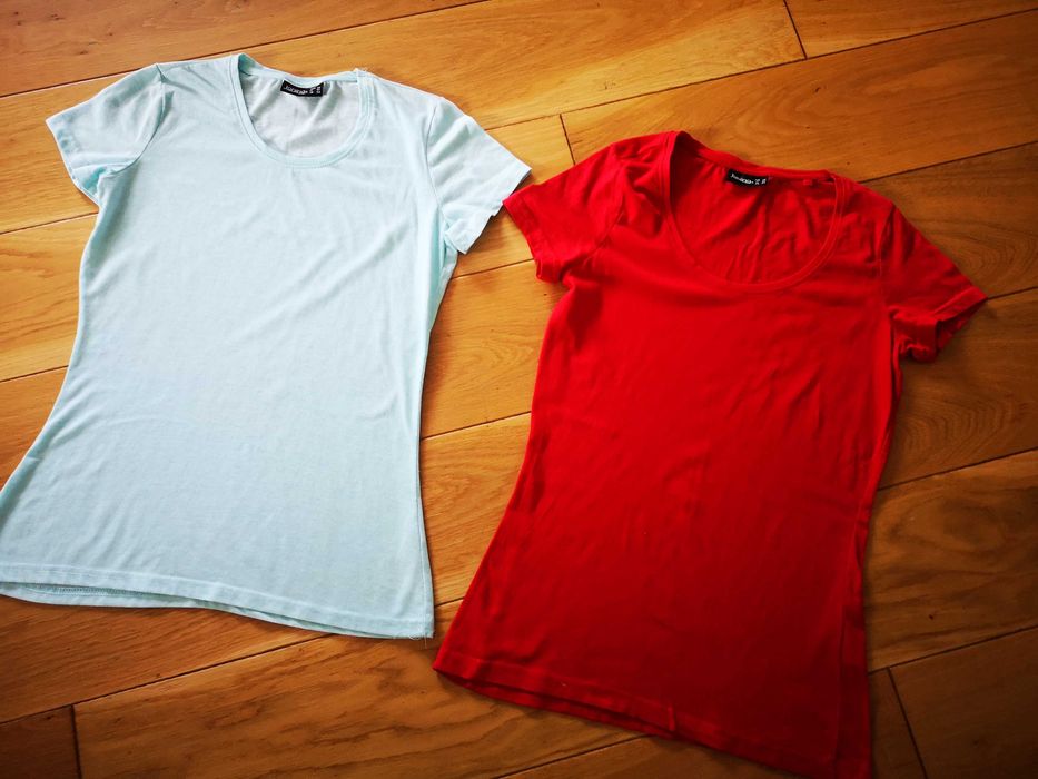 Janina 2x t-shirt turkusowy i czerwony r. 38/M