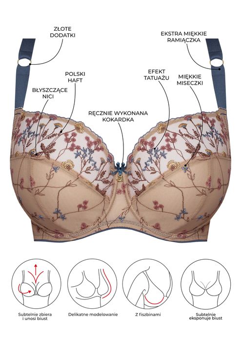 Biustonosz miękki Samanta Ellie A911 85F duży biust, połyskujący nugat