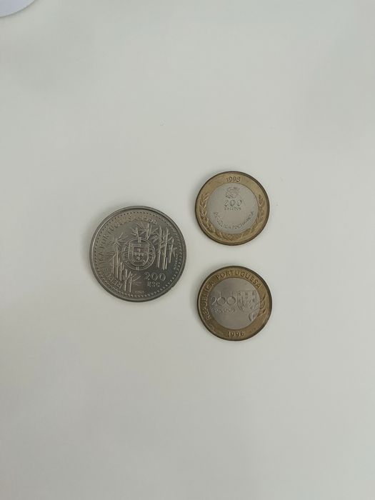 3 moedas comemorativas - 200 euros (Atalanta, China, Expo 98)