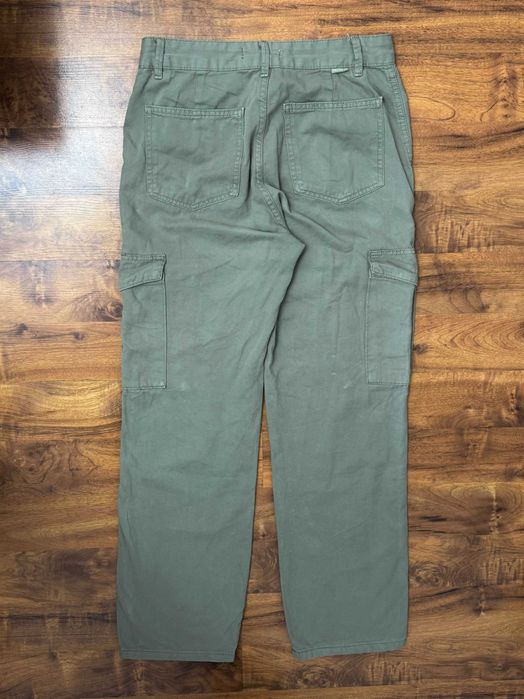 Spodnie cargo bojówki szare khaki bawełniane szerokie Bershka 38 M