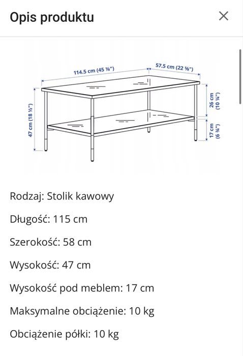 Stolik kawowy ASPEROD ikea