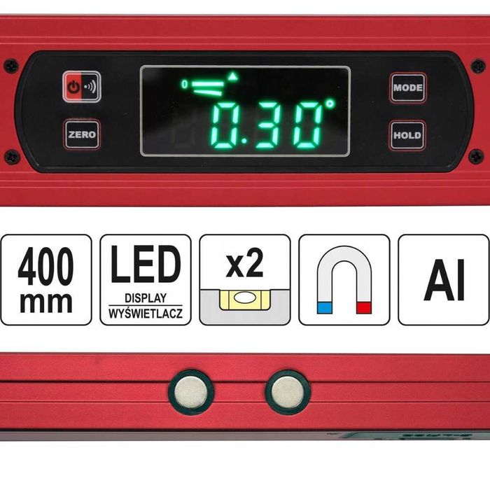 Dokładna POZIOMICA elektroniczna magnetyczna YATO 400mm + MIARKA 5m