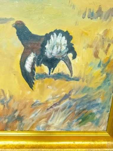 Obraz olejny Kazimierz Waluk 1941 "cietrzewie" 92x73 impresjonizm abstrakcja