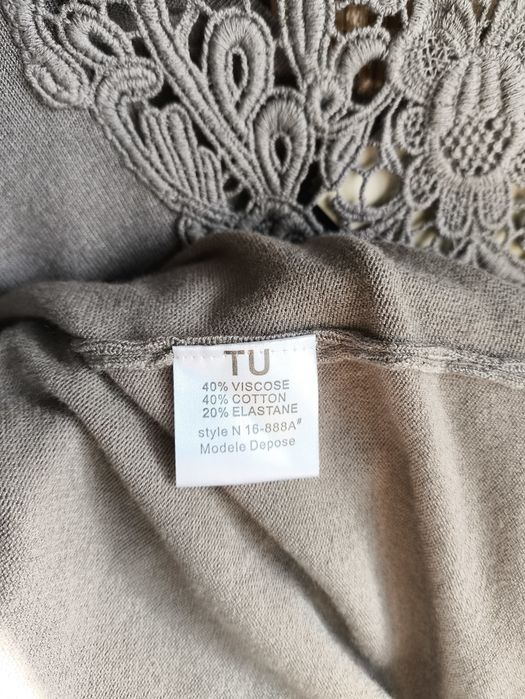 Nowa sukienka 36 S / 38 M midi jasnoszara dekolt V koronka