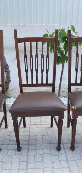 Conjunto ​4 Cadeiras de Sala de Jantar em Madeira Maciça / Vintage Retro