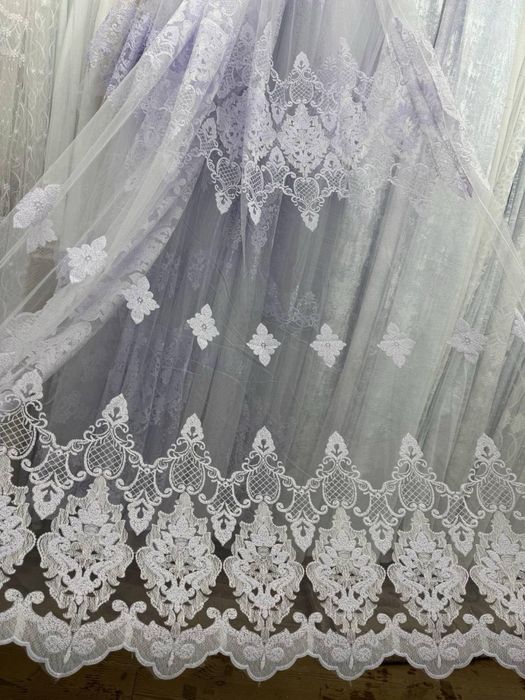 Тюль фатін сітка в спальню штори тюлі льон бамбук