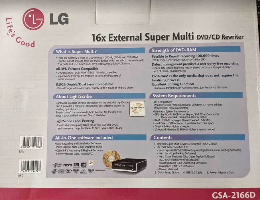 Gravador DVD/Cds Portátil LG GSA-2166D64751898887939121